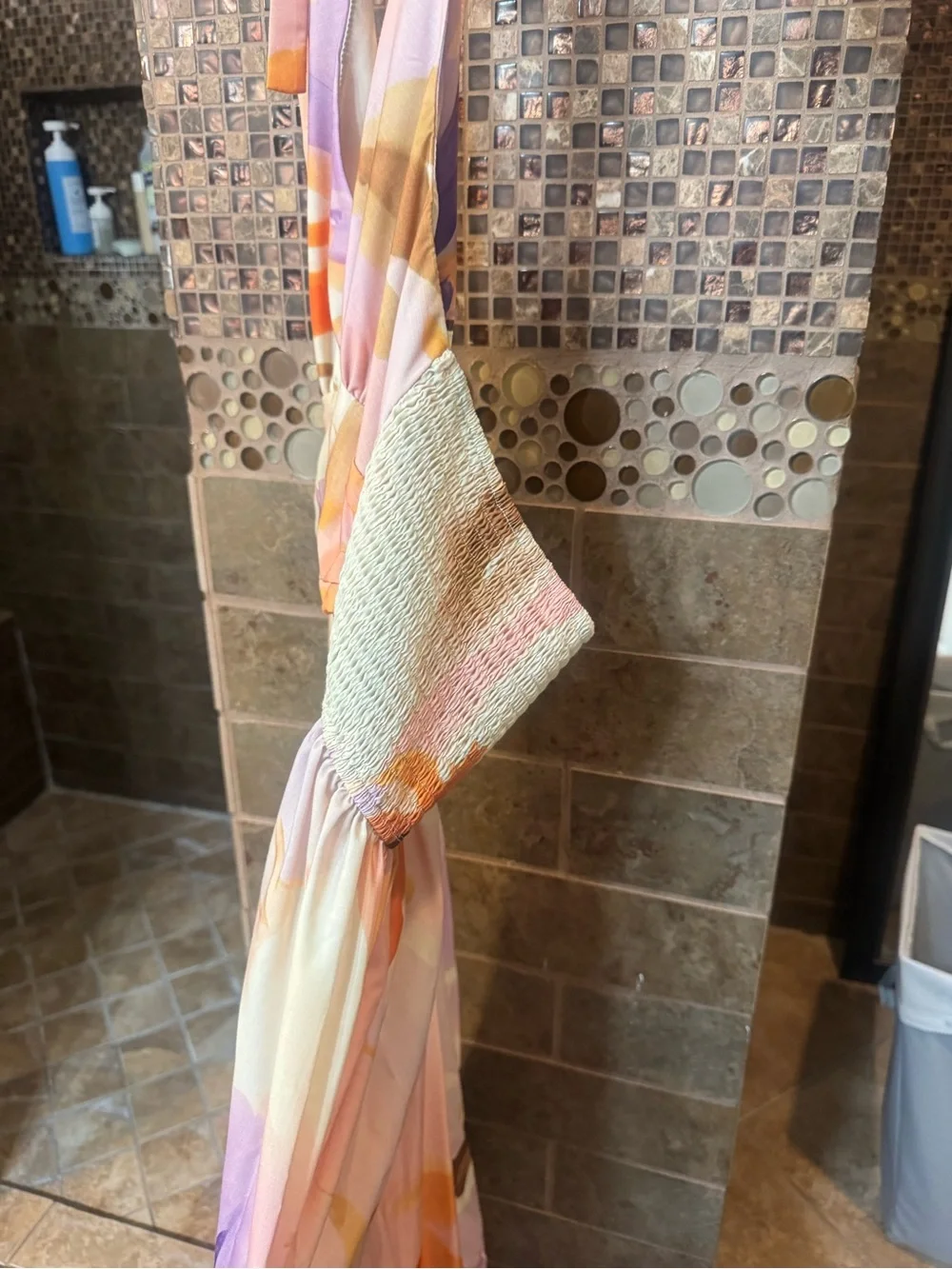 Petal & Pup Pastel Floral Draped Panel in Orange, Lilac & Cream